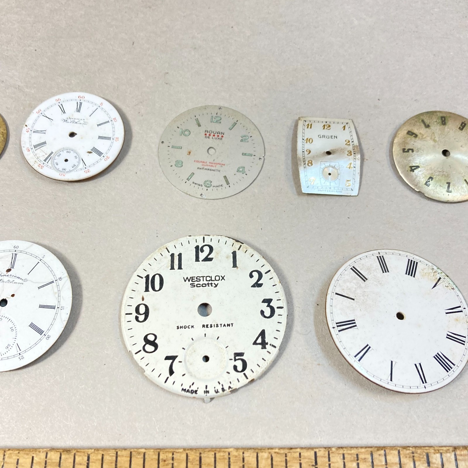 Vintage Watch Faces 11 Pc Waltham Gruen Other Replacement Parts