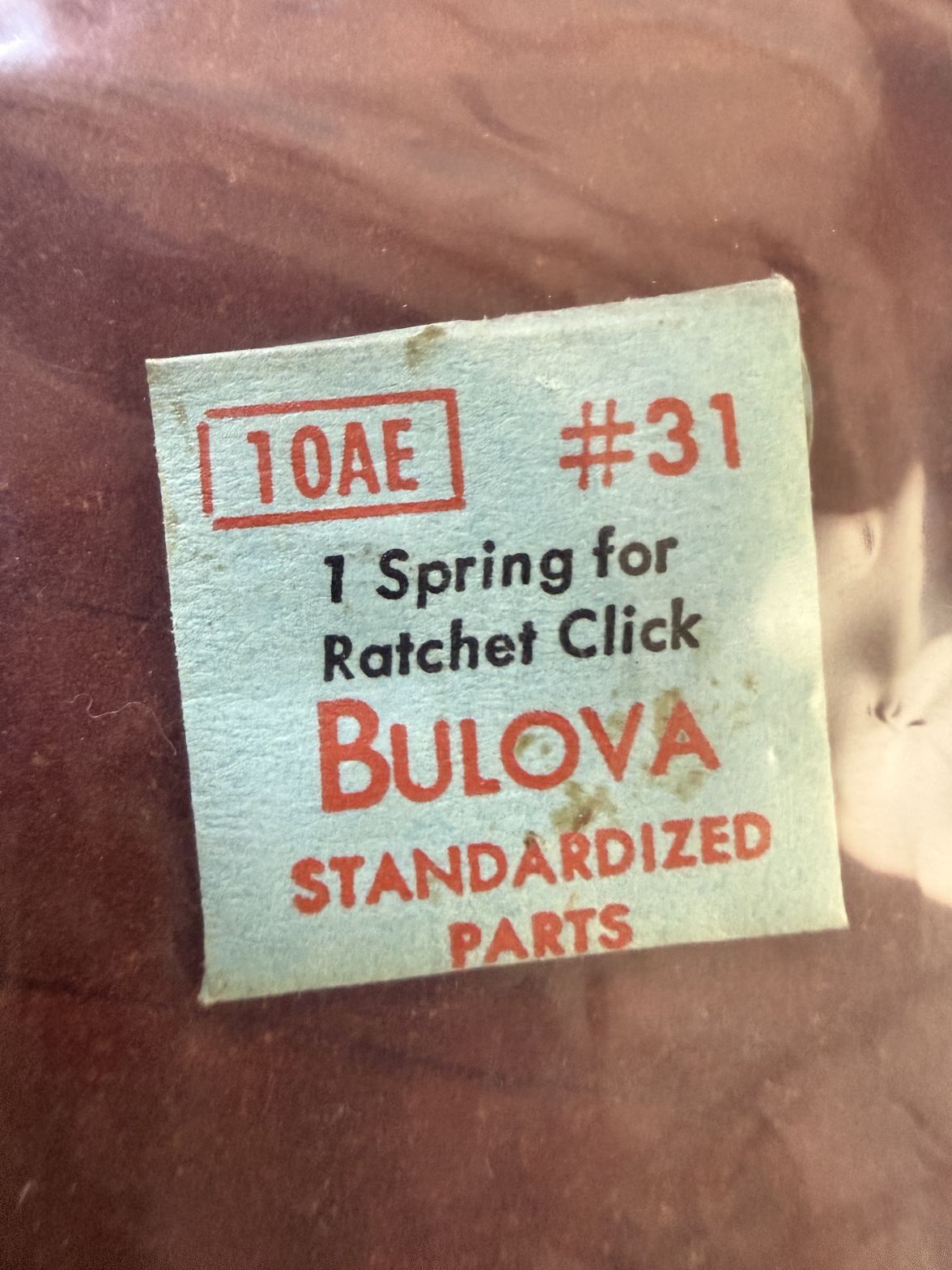 Bulova 10AE Spring For Ratchet Click #31 NOS Genuine Vintage Watch Part NEW