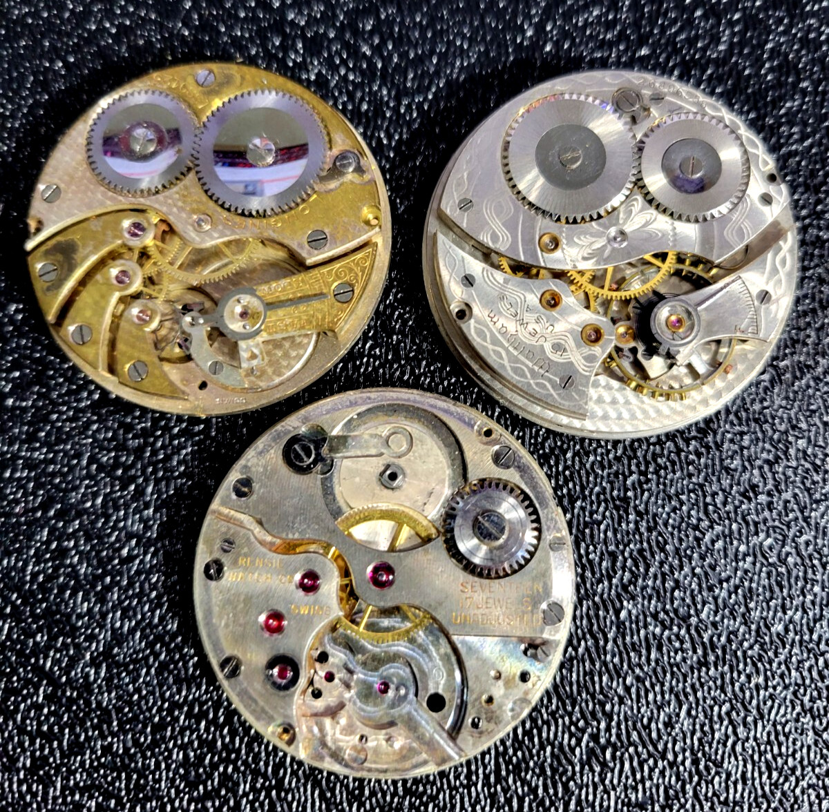 VHTF ANTIQUE LOT OF 3 WALTHAM LONGINESS RENSIE MOVEMENTS = W1/13