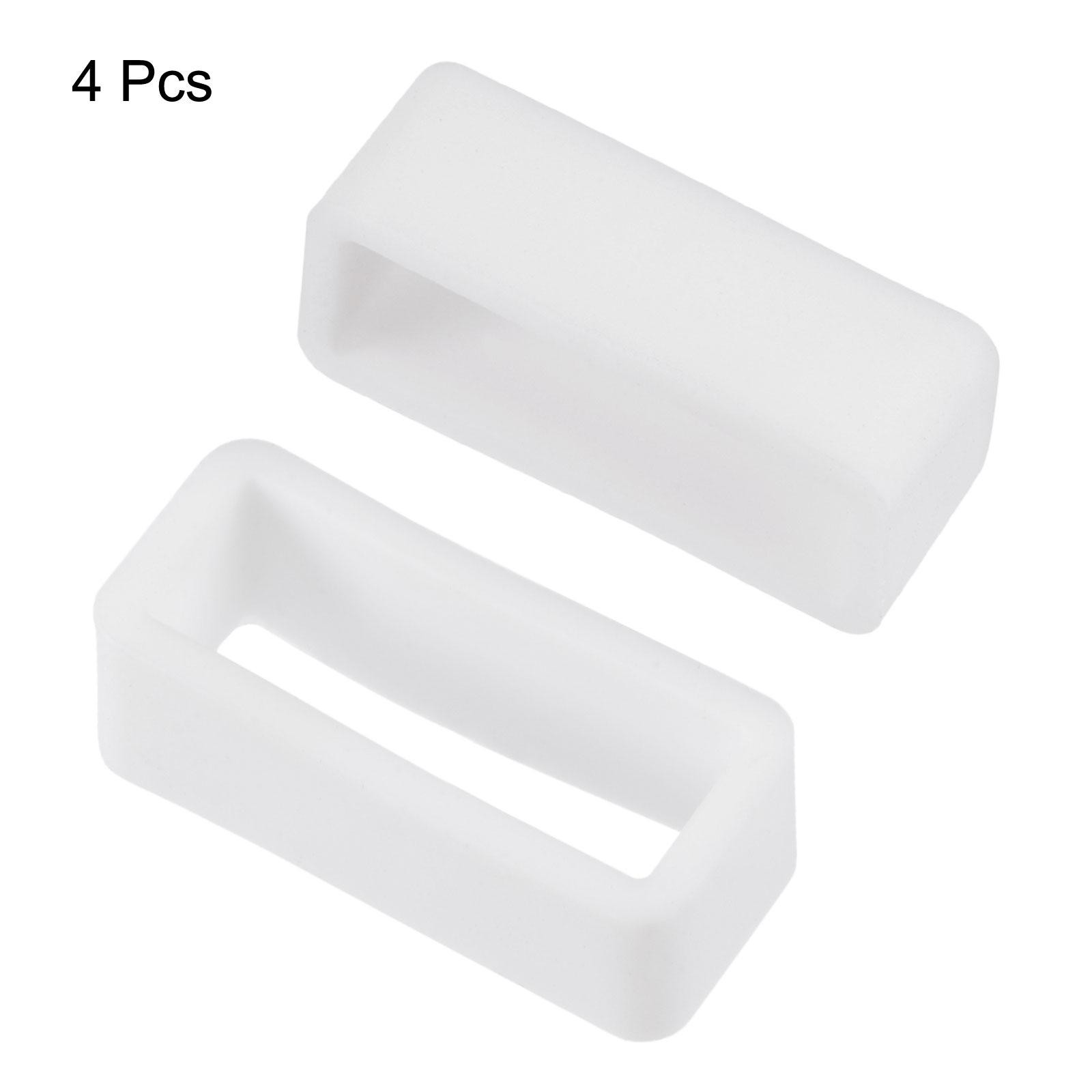 Watch Band Strap Loops Silicone for 19mm Width Watch Band, White 4 Pcs