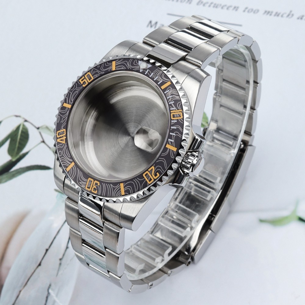 Steel 40mm Date Watch Cases Oyster Bracelet For Seiko NH35 Miyota 8215 Movement