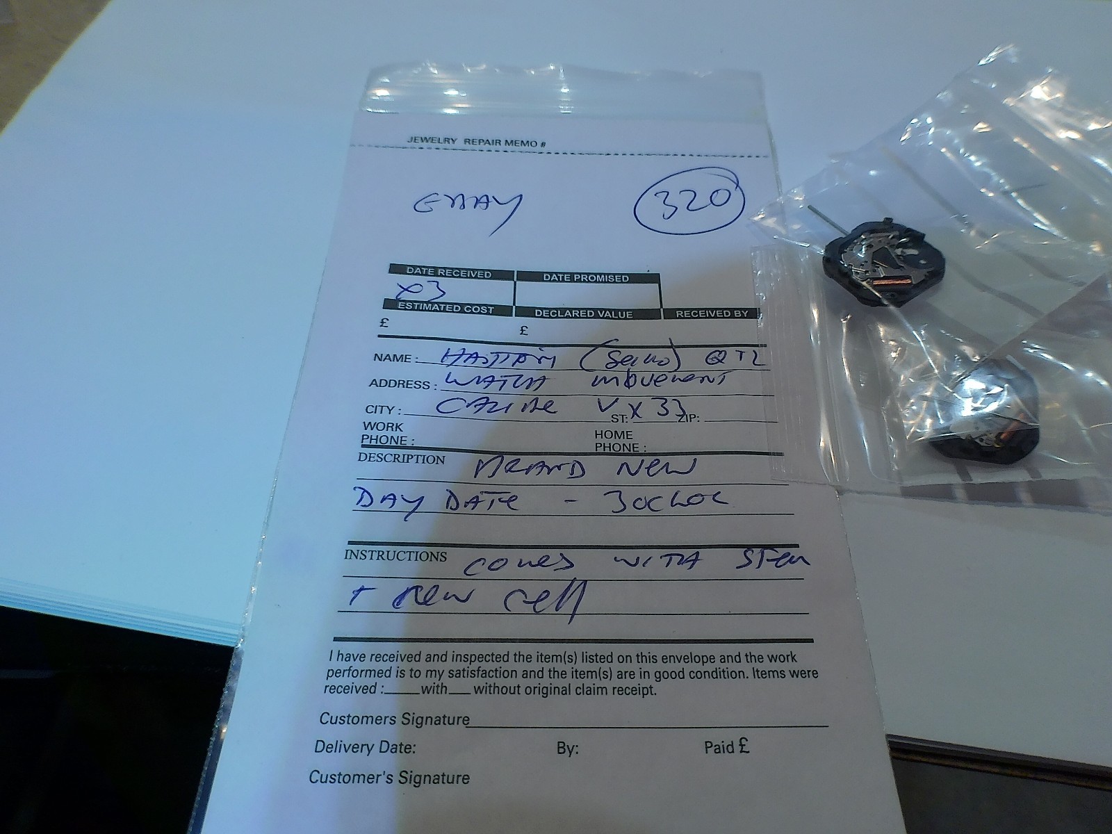 Genuine HATTORI (seiko) calibre VX33E, movement ,BRAND NEW, qtz