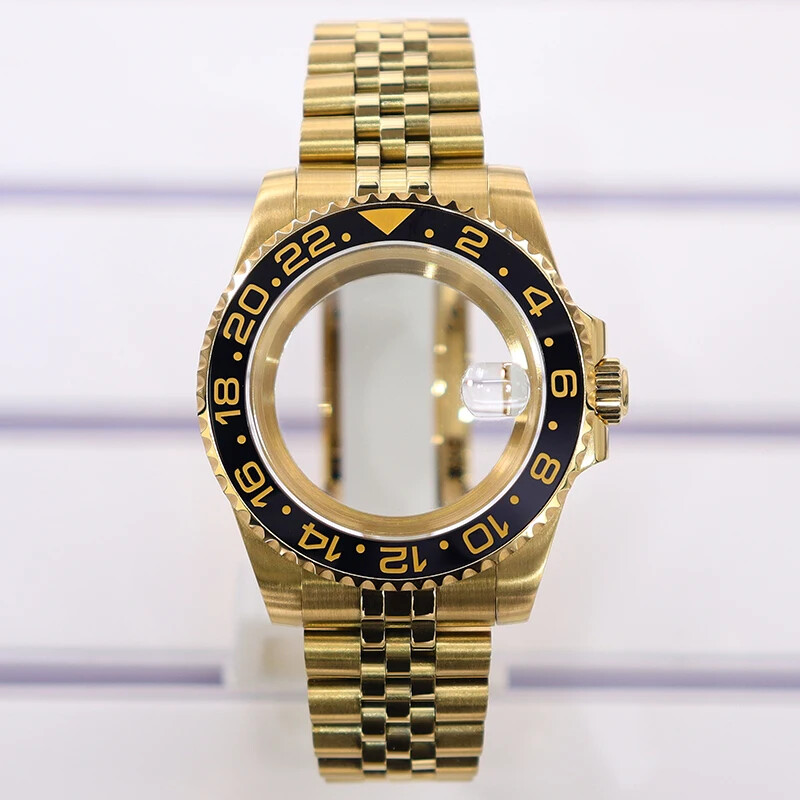 40mm GMT Watch Case Jubilee Strap 28.5mm Dial Sapphire Glass For Seiko NH35/36