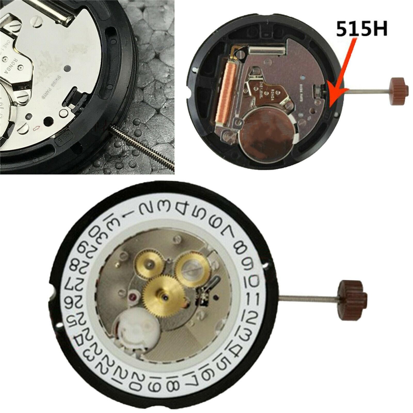 4 Hands 371 Quartz Watch Movement With Stem For Ronda 515H Repair Accessories