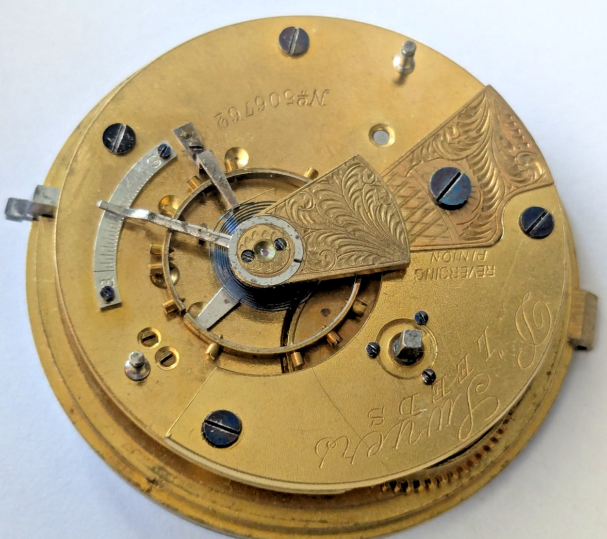 Antique D. Swyers Leeds English Pocket Watch Movement Large 50mm For Parts 19