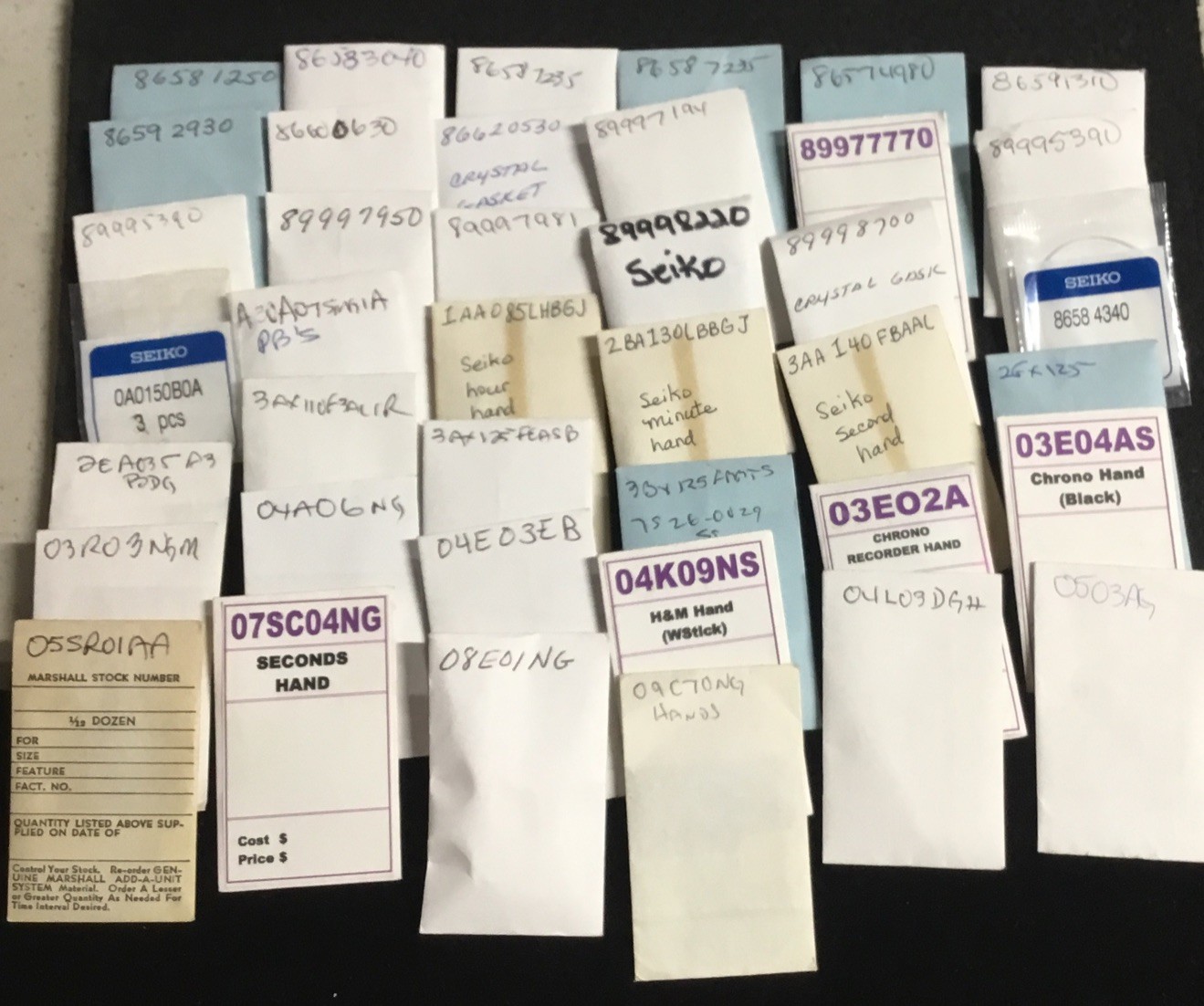 Vintage Original SEIKO Parts Lot (40) Part# 86574980 to 09C70NG Incomplete