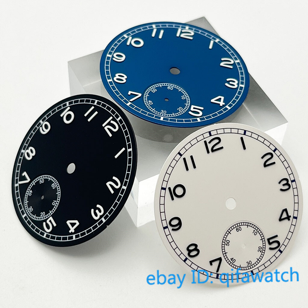 37mm sterile Black/blue/white watch Dial luminous Fit ETA 6498 st3621 movement