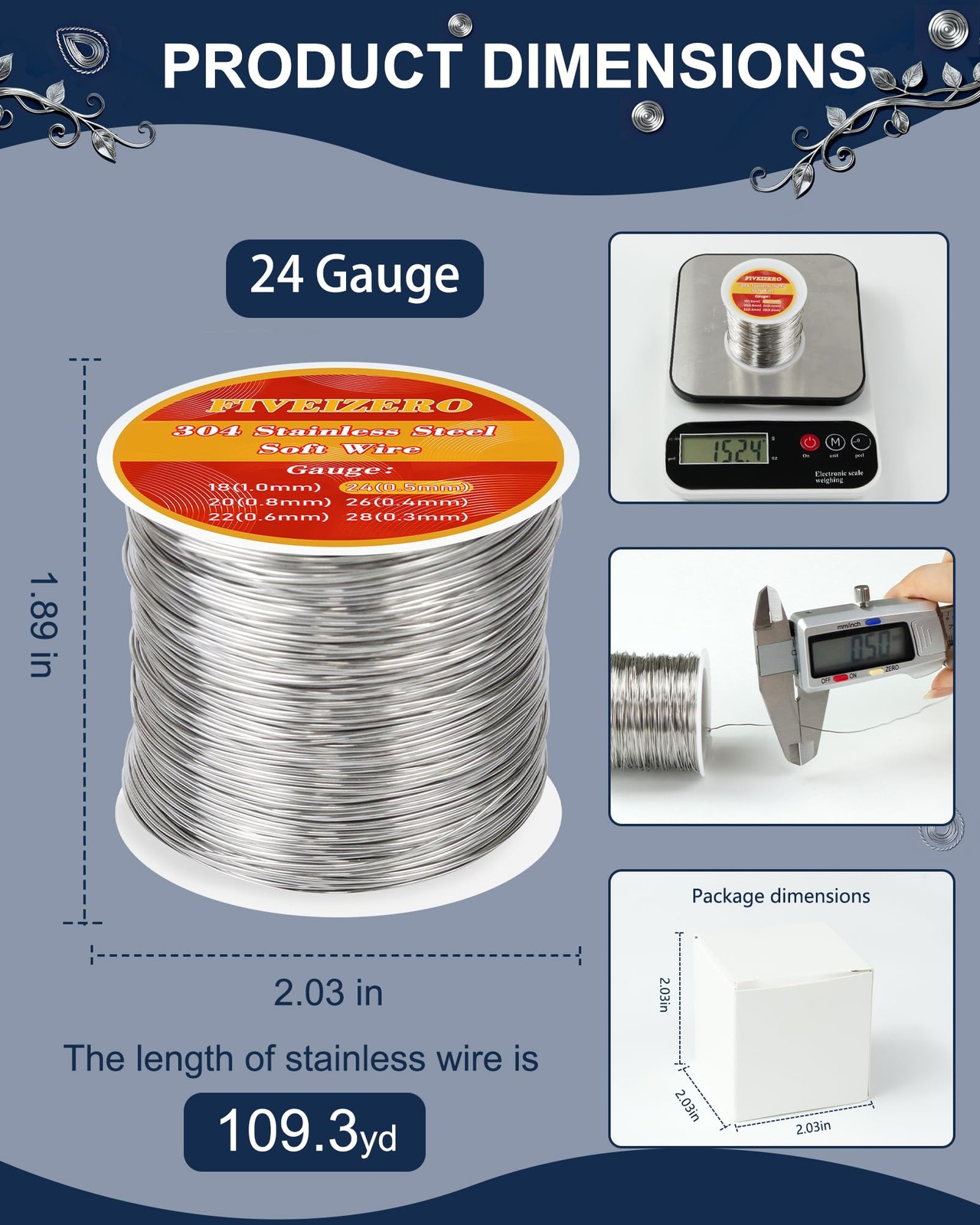 24 Gauge 304 Stainless Steel Wire for Jewelry Making,109yd Stainless Steel Je