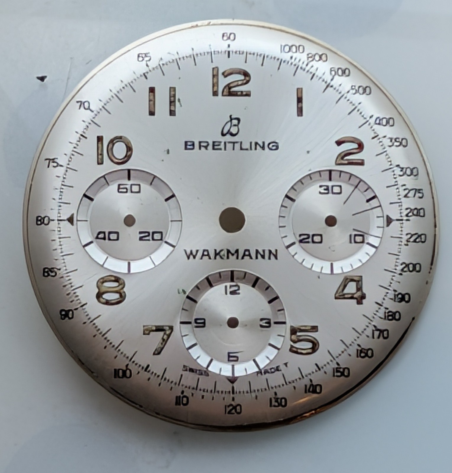 Original Large Breitling Premier – Wakmann Chronograph Dial, Ref 765, Nice!!!