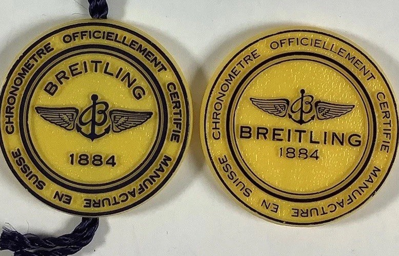 Two (2) Original Breitling 1884 Hang Tags Shipped In Standard Envelope