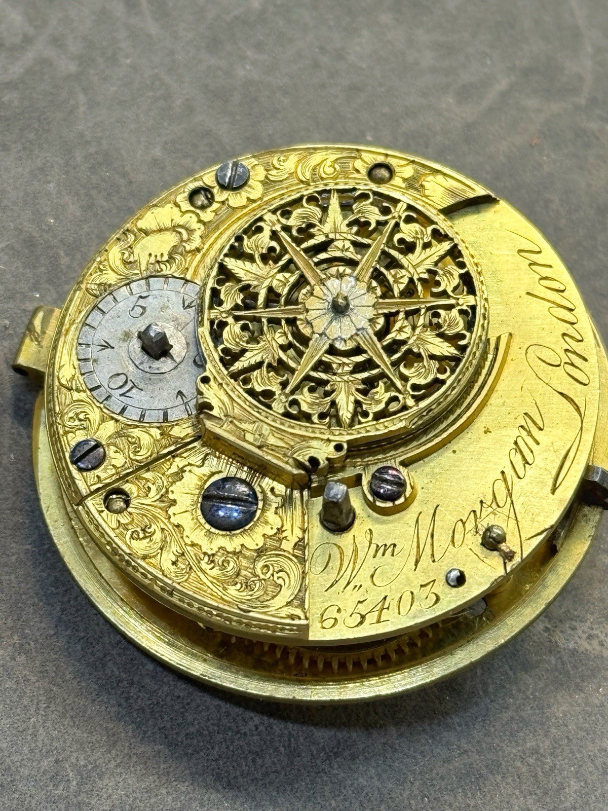 Antique William Morgan London Verge Fusee Pocket Watch Movement Repair