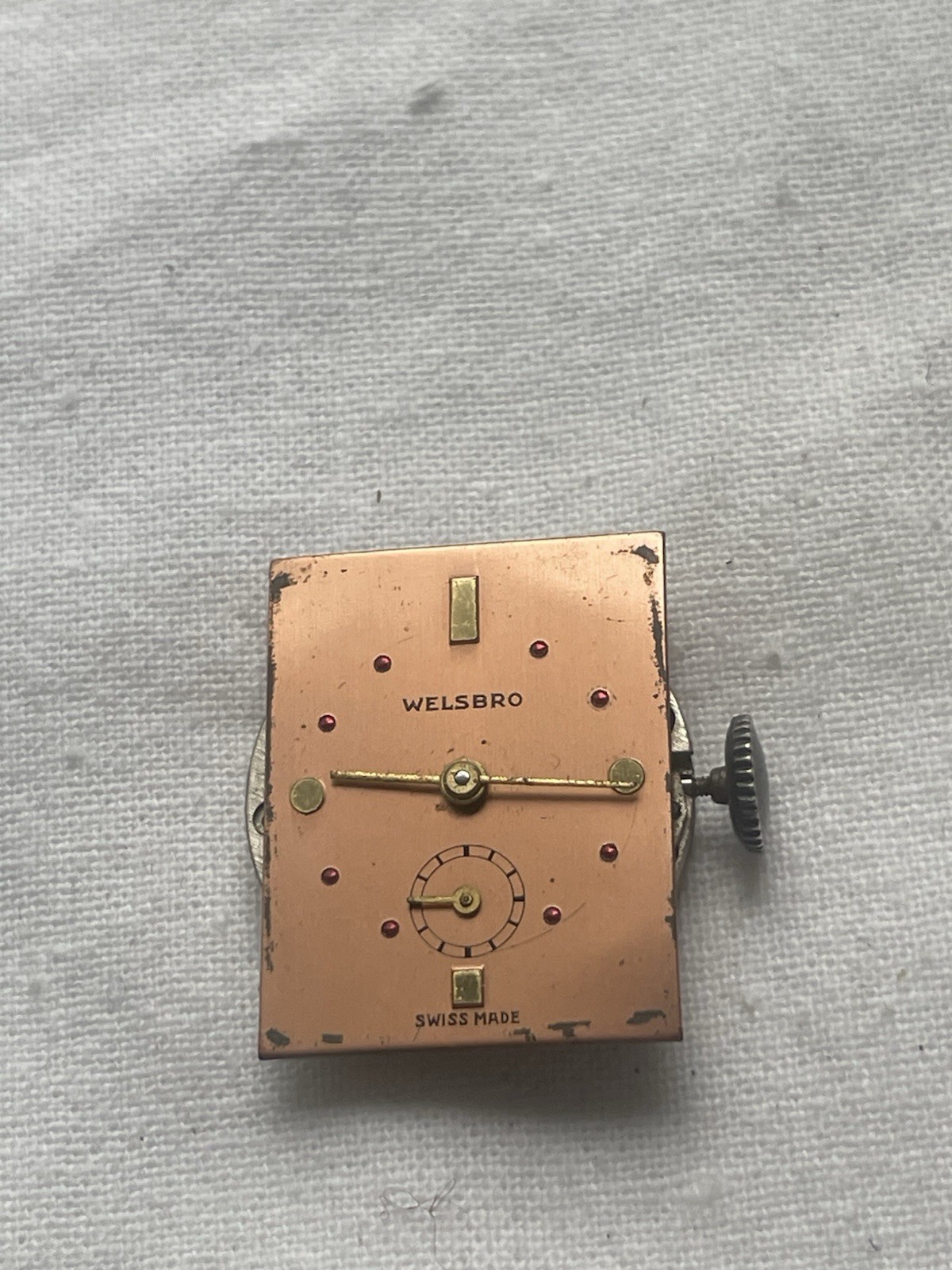 Welsbro SALMON DIAL – movement for mens watch AS IS, lot 0806