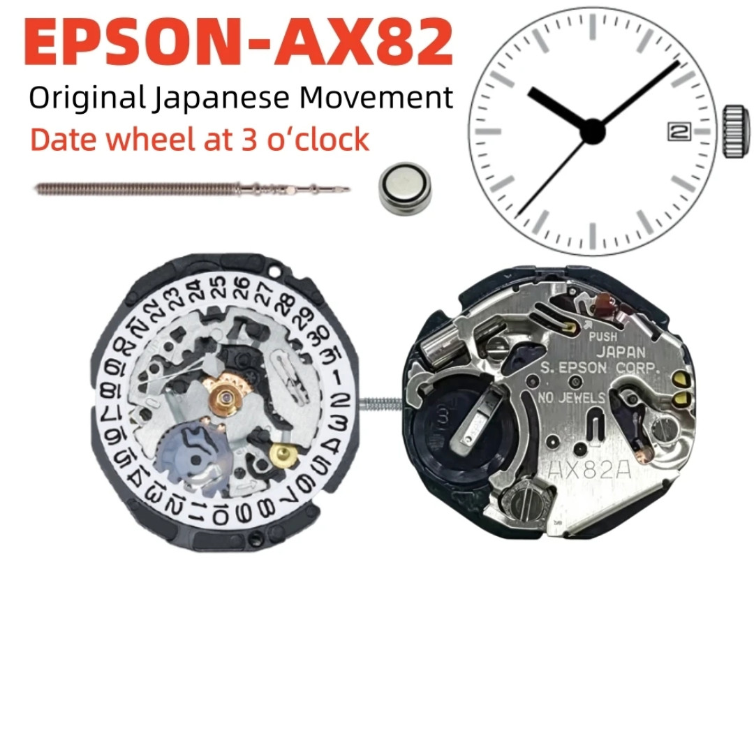 Original Epson AX82E Quartz Watch Movement 6.75×8 Size 3-Hand Date 3H AL82 AX82