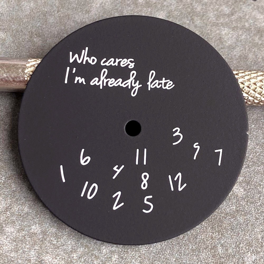 New Who Cares, I’m Already Late NH35 Watch Dial White/Black Dial Replacement