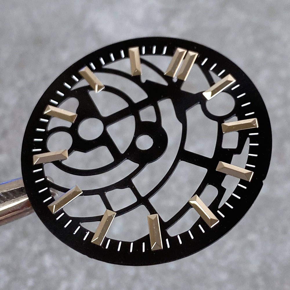 Black Gray 29mm Watch Dial for NH70 NH72 NH71 NH35 NH38 Skeleton Hollow Dial