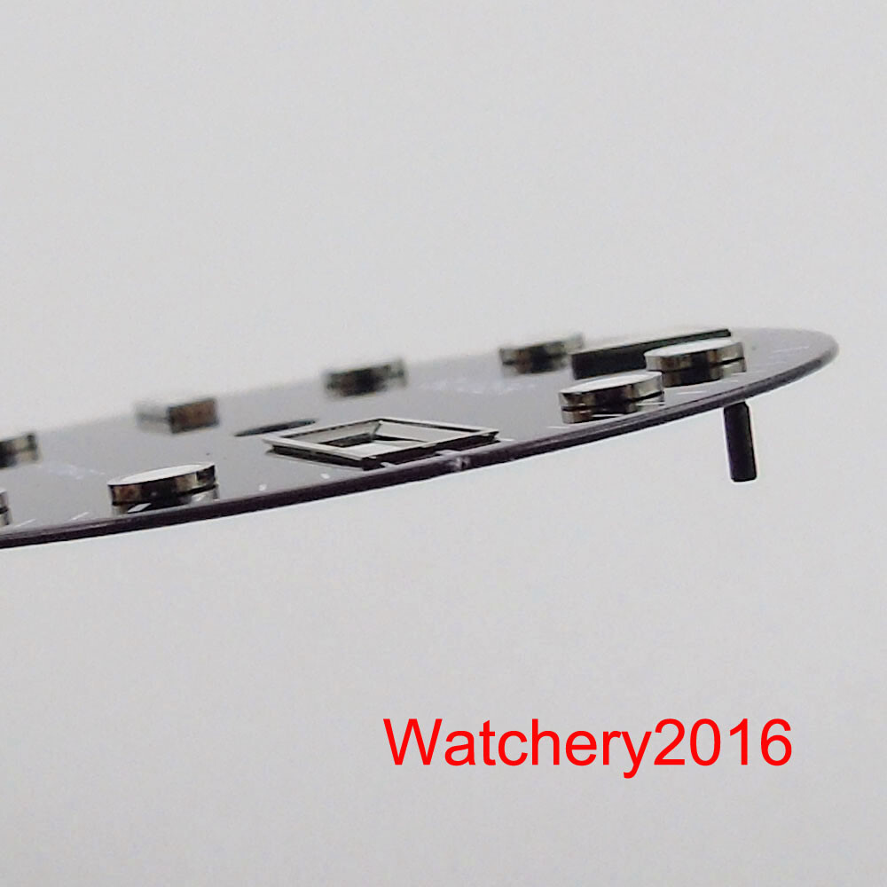 BLIGER 29mm Sunburst Watch Dial Green Luminous Double Date Window fit NH36 NH36A