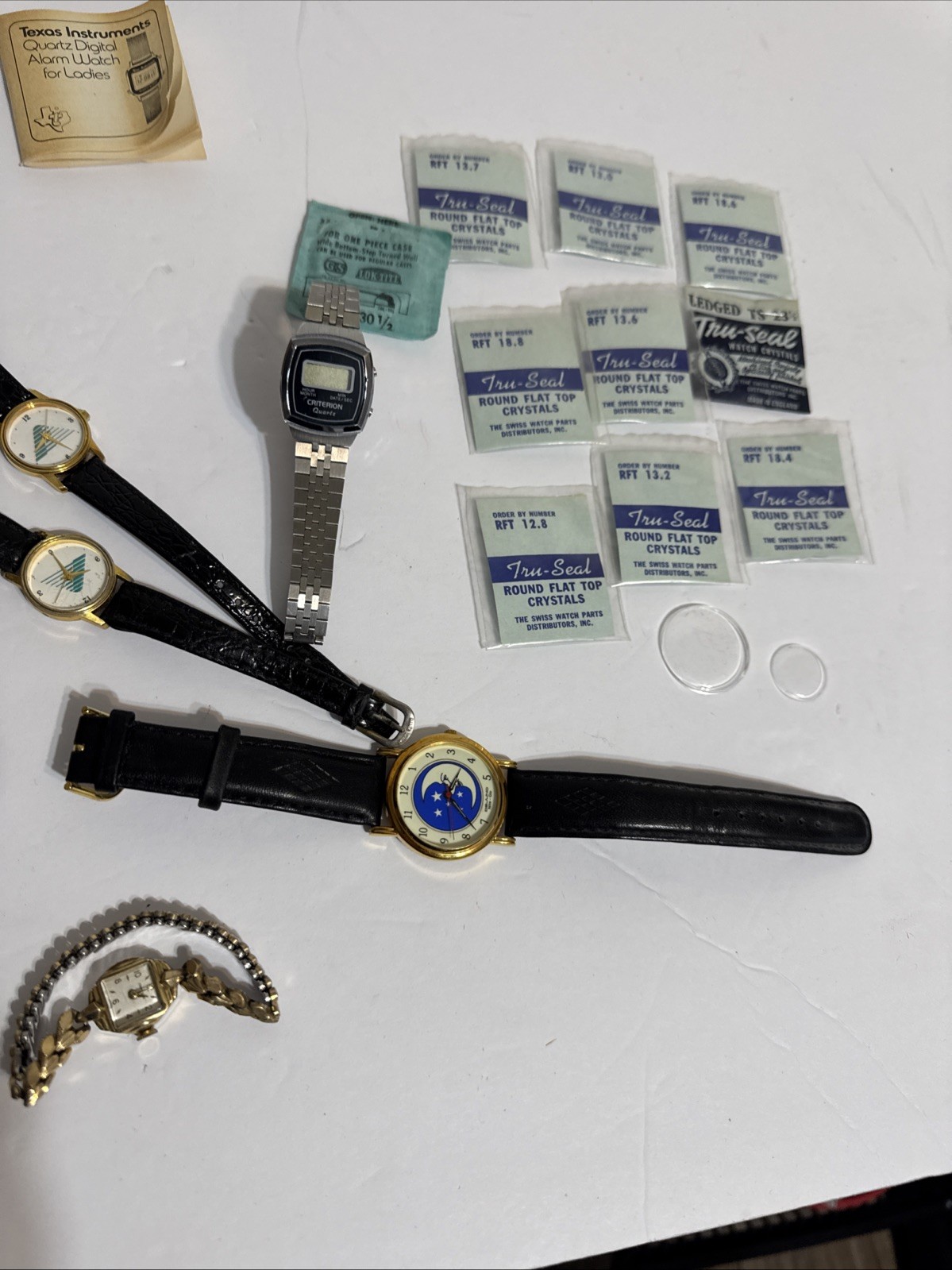 Lot 12 New Acrylic Watch Crystals • High/Low Dome • Mixed Sizes • Mens Women’s