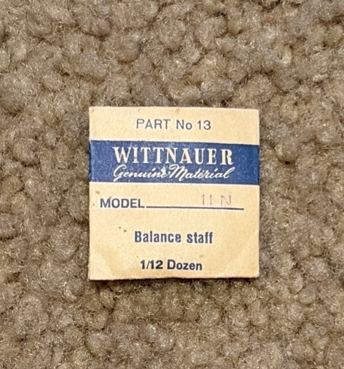 Wittnauer 11N Watch Balance Staff NOS Part No. 13 Repair Watchmaker