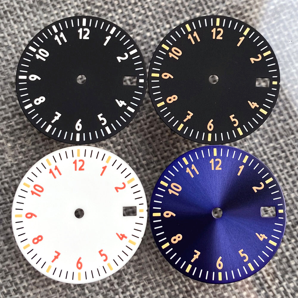 29mm Black Blue White Dial Date Window Fit Pilot Japan NH35A NH36A movement