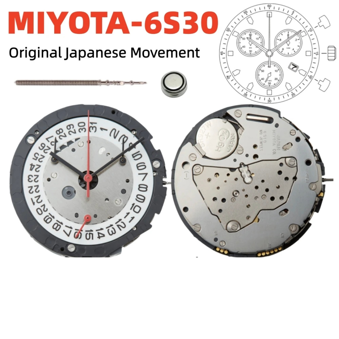 Genuine Miyota 6S30 Chronograph Quartz Watch Movement Japan Made New Date 4H