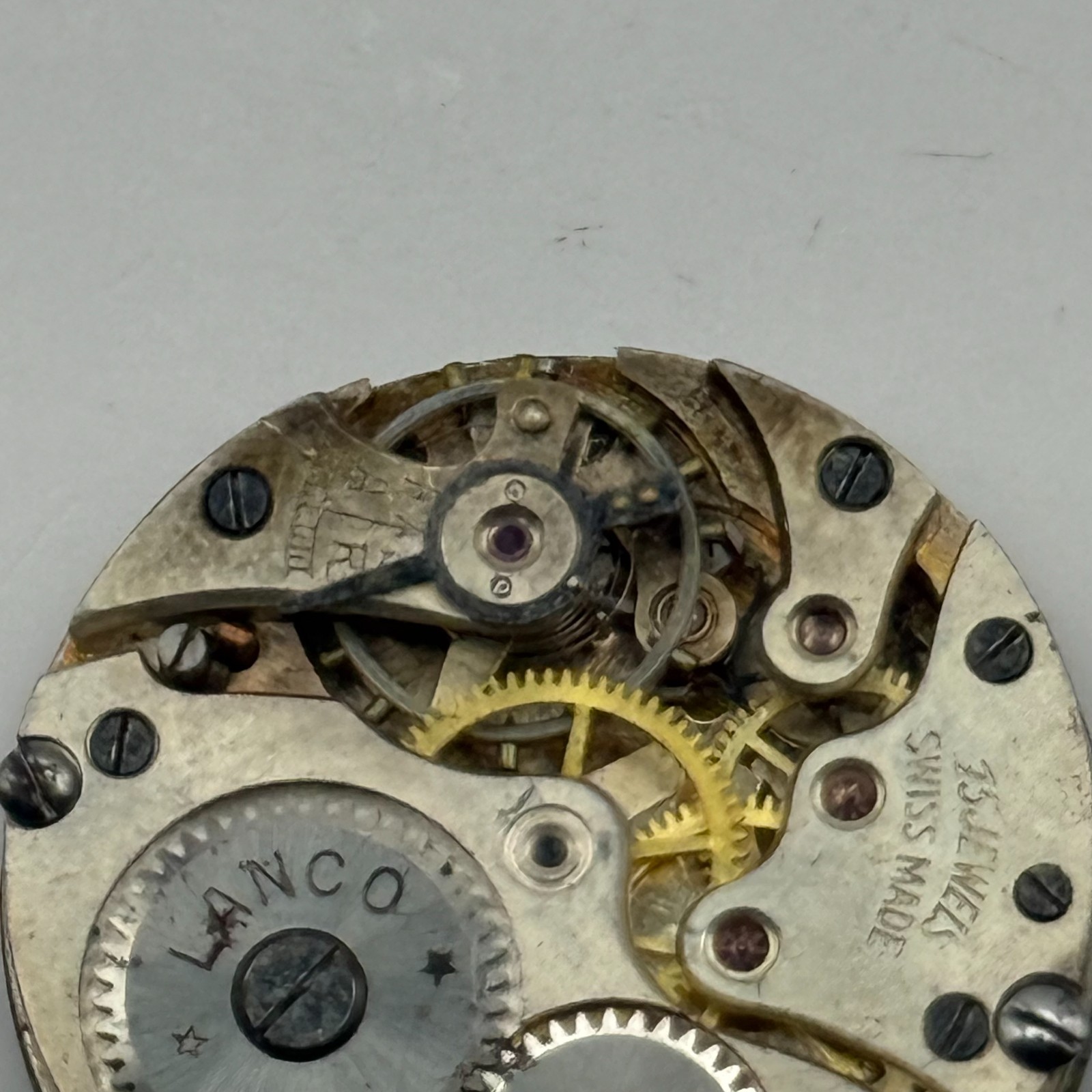 Lanco Watch Movement 15 Jewels Swiss Manual Wind Vintage Parts Repair 23.6mm