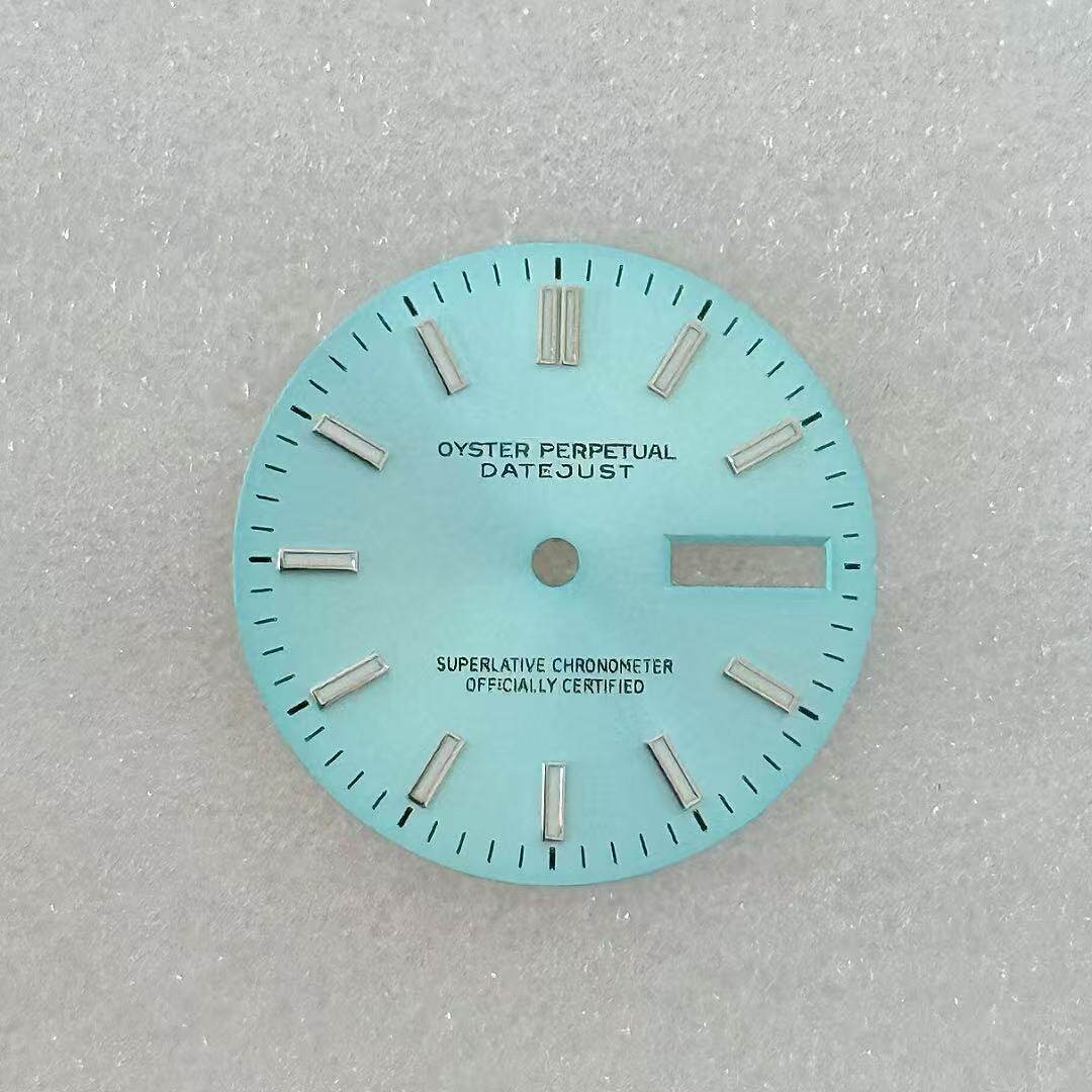28.5Mm Dual Calendar Watch Dial Green Luminous for Nh36 Movement Watch Parts
