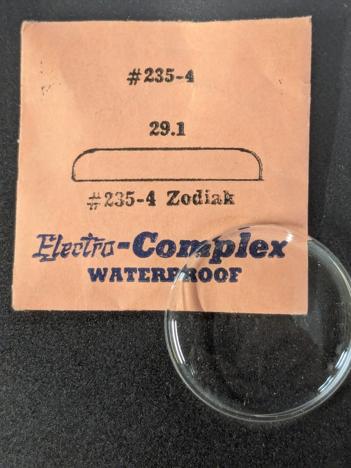 NOS Electro-Complex Acrylic Waterproof Watch Crystal for Zodiac – 29.1mm #235-4