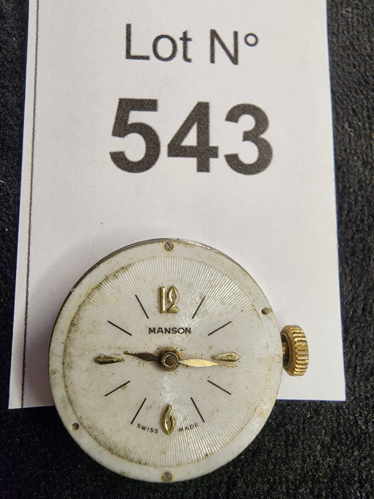 Manson Swiss Made Mechanical Watch Movement Dial Base Metal Parts Repair