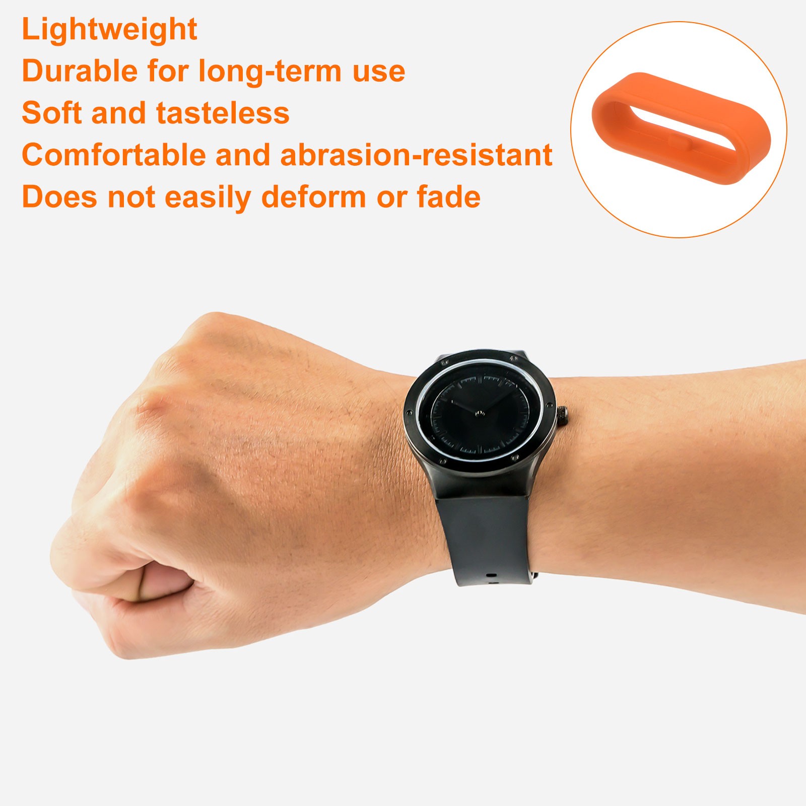 10Pcs Watch Band Strap Loops Silicone Fastener Rings for 22mm Band, Orange
