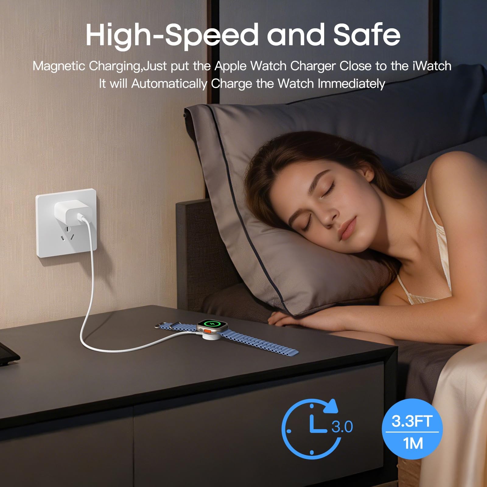 2026 Upgraded Wireless Charging USB-C 3.3FT Cable for Apple Watch Charger