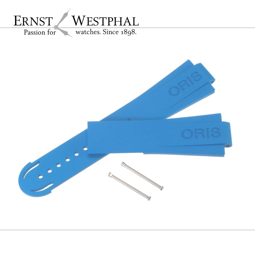 Genuine ORIS rubber strap 26 mm for ORIS Depth Gauge, blue incl. screws