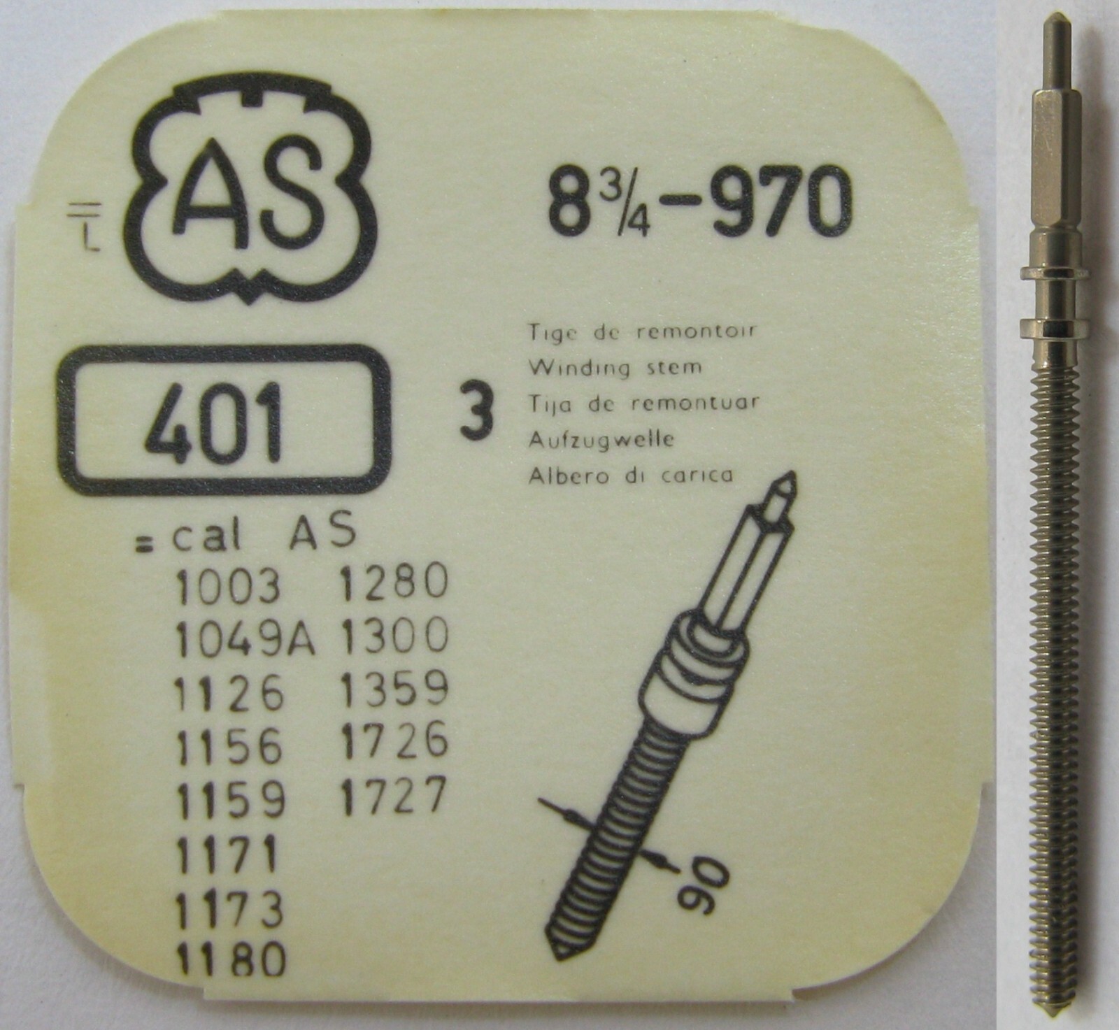 AS 970 1156 1180 1556 1726 + Bulova 8AL … watch parts winding stem #401
