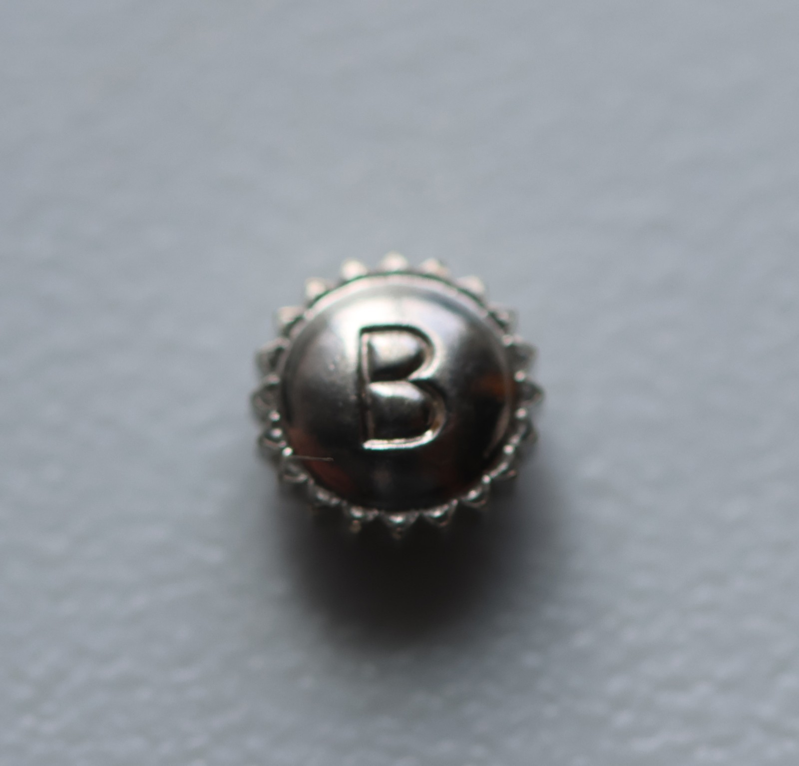 Bulova Watch Crown 4.0mm Silver Tone Stainless Steel Vintage B Logo Parts