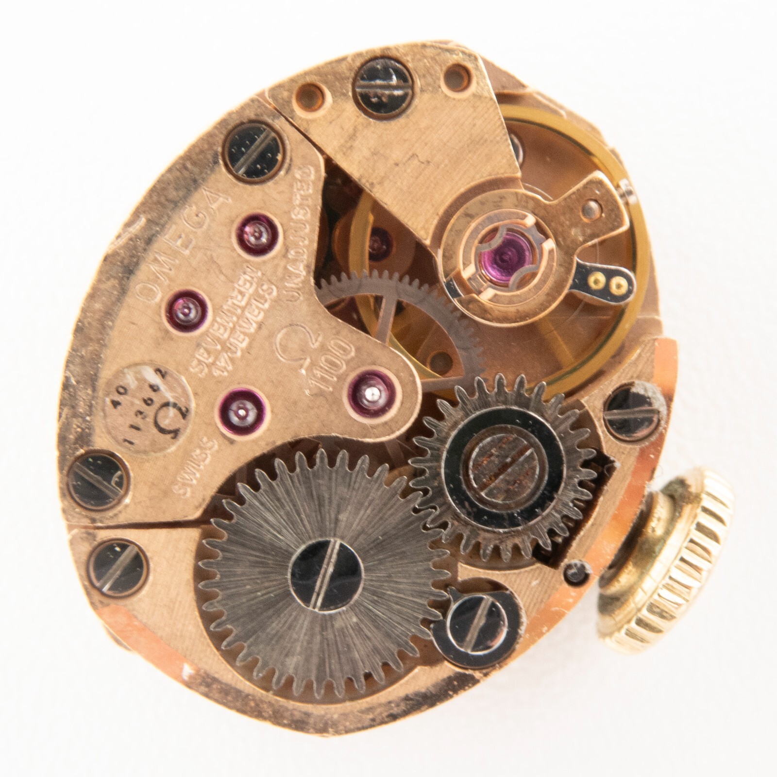Vintage Omega Caliber 1100 17-Jewel Wristwatch Movement, Keeps Time