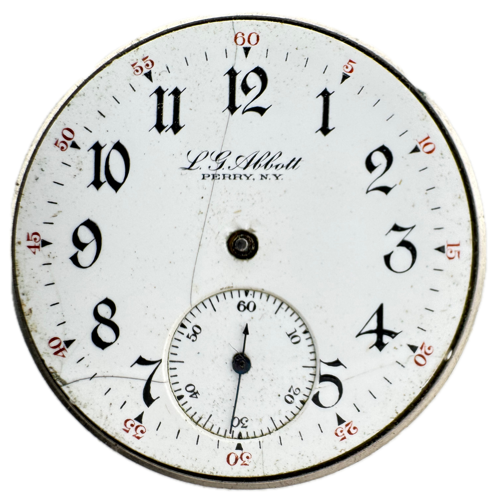 Antique 12s L.G. Abbott Illinois Single Sunk Sunray Pocket Watch Movement 219