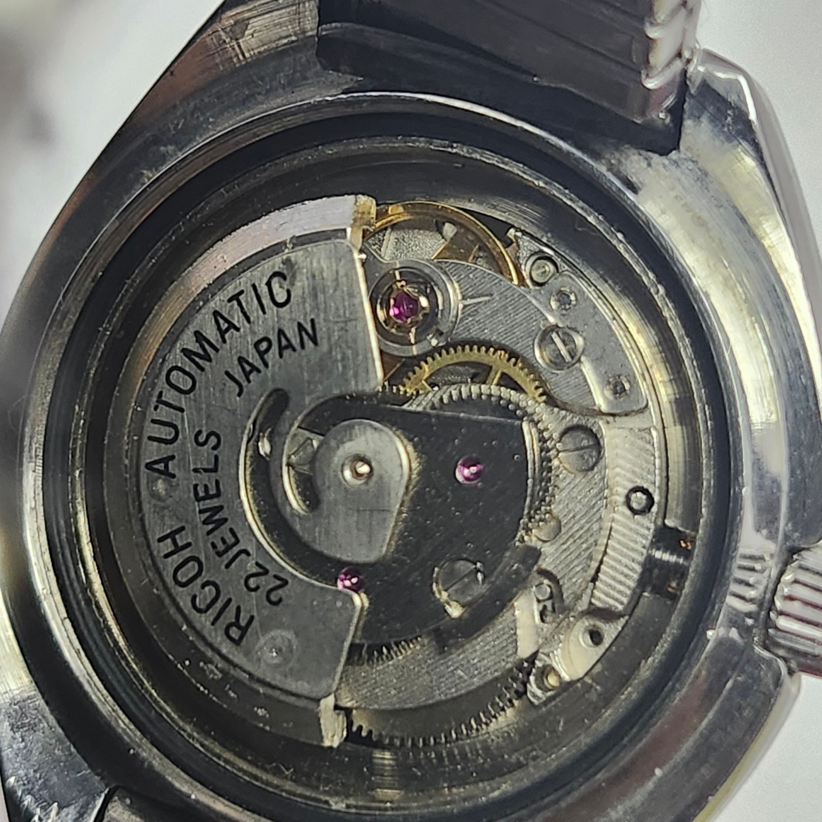 Ricoh Automatic 22 Jewels Japan Watch Movement Case & Band – For Parts