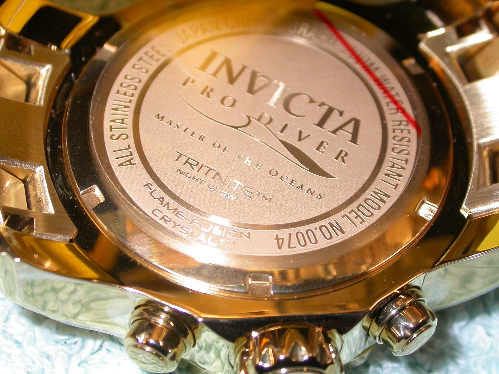 Invicta 0074 Pro Diver Men’s 48mm gold dial gold bezel Chronograph Watch