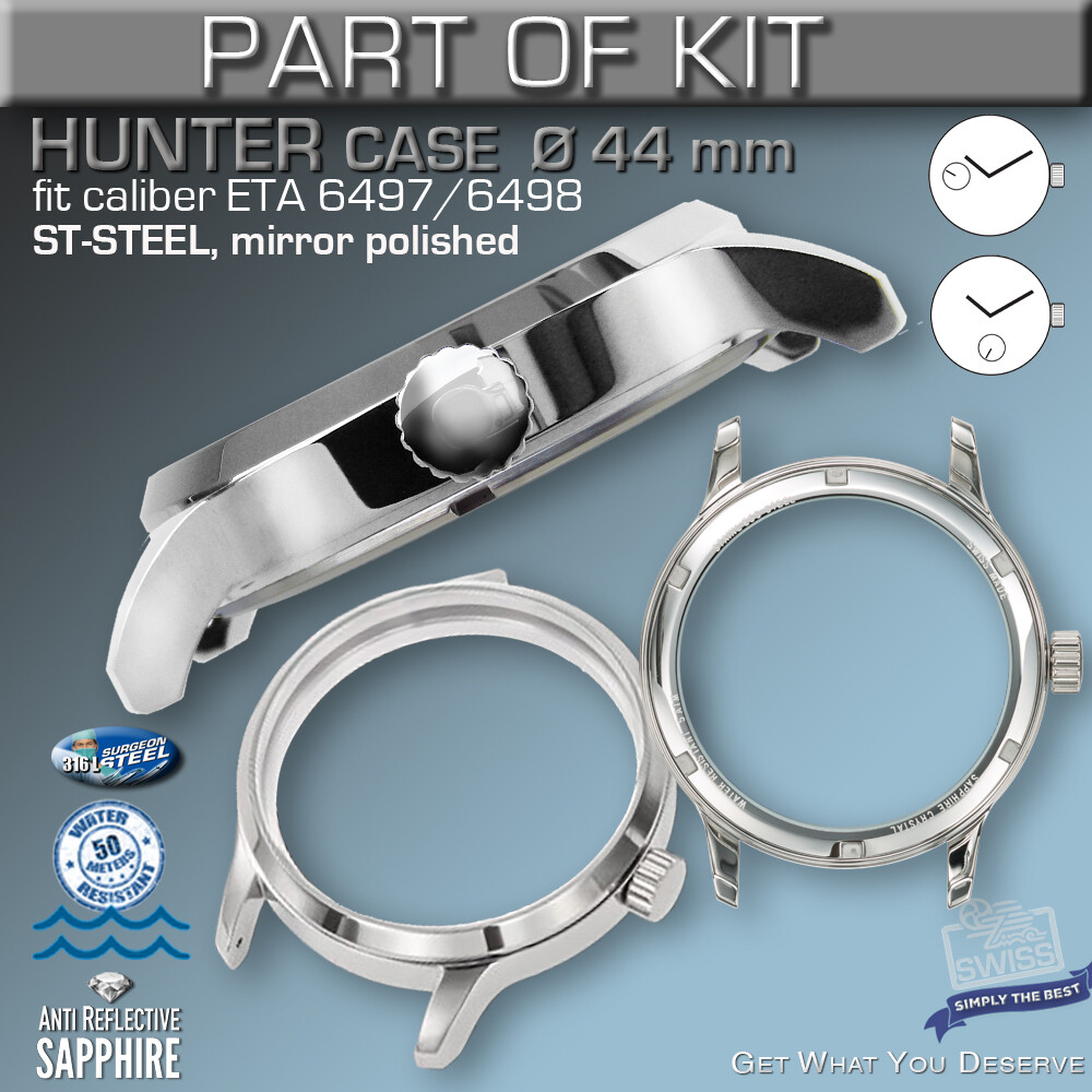 DO IT YOURSELF KIT 4: HUNTER CASE 44MM, DIAL, HANDS, for MOVEMENT ETA 6498-1