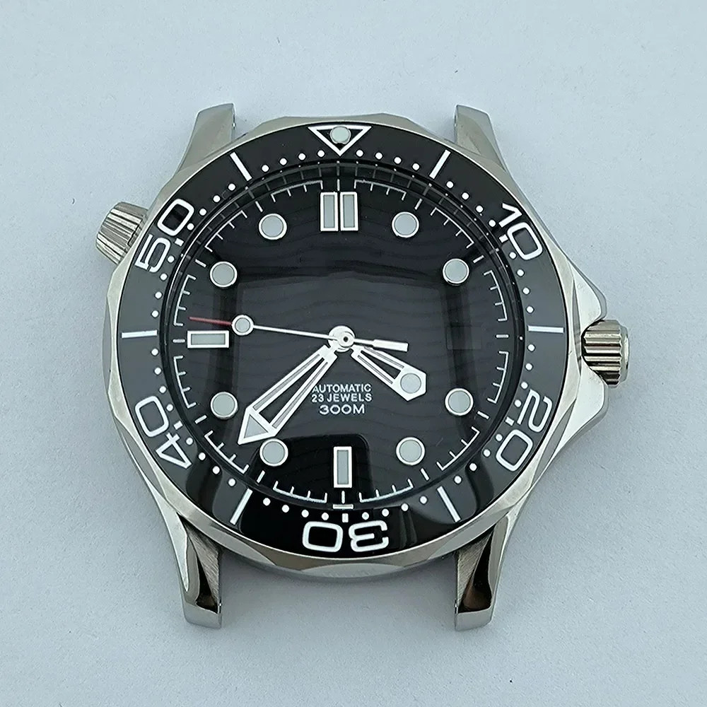 Stainless Steel Strap for Seamaster 300 NH35 Case Dial Hands 41mm Silver Mod Kit