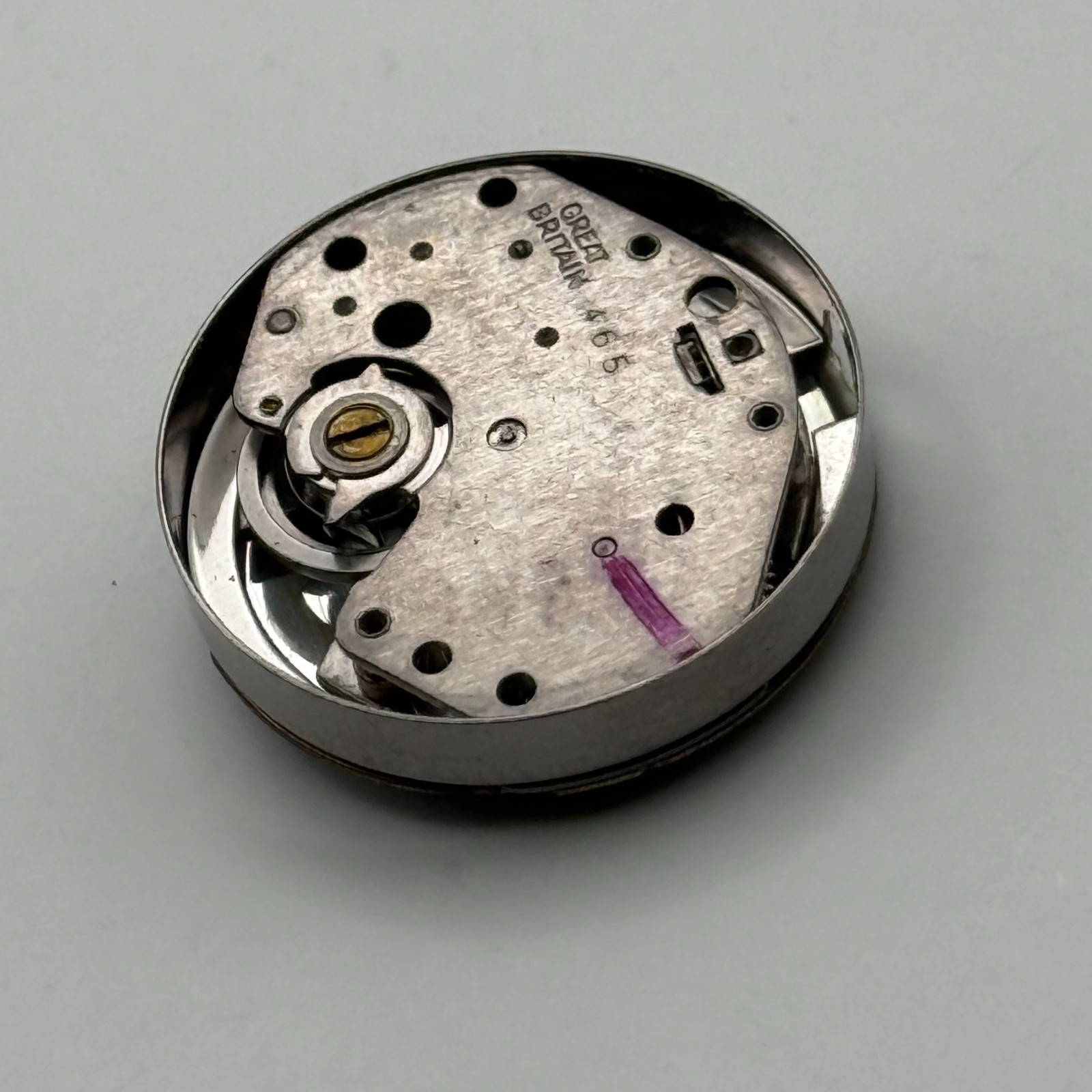 Timex 465 Watch Movement Great Britain Brown Dial Vintage Parts Repair 15.1mm