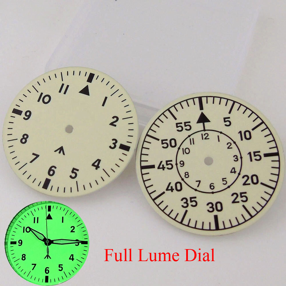 Full Lume Dial 33.5mm Watch Dial Beige fit NH35 NH36 Movement Watch Accessories