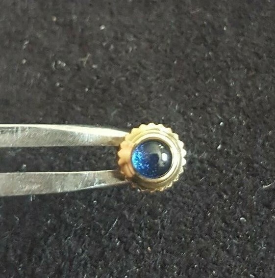 Longines Gold Plated Crown With Blue Cabochon Stone, Part Number KHOR