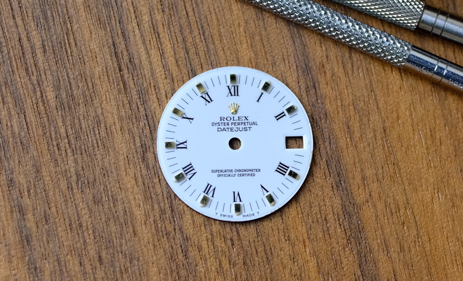 AUTHENTIC ROLEX OEM 31MM DATEJUST WHITE ROMAN DIAL W/ GOLD INDEX 68274 MID-SIZE