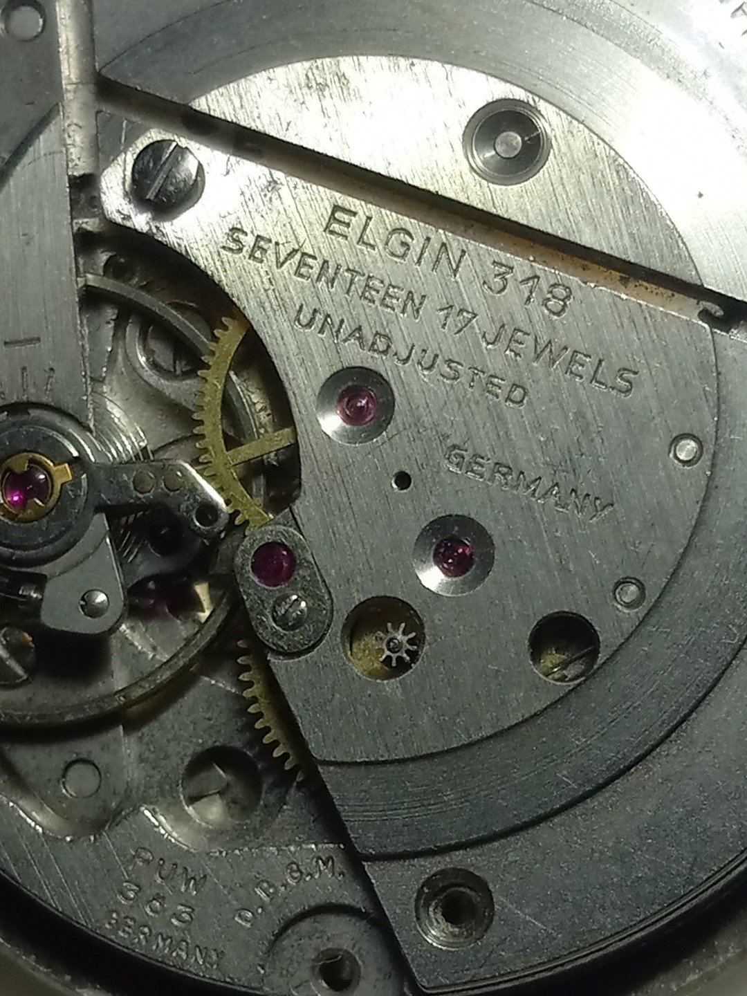 Elgin Sportsman Date Day Watch 318 Movement Germany Vintage Mens Wristwatch 363