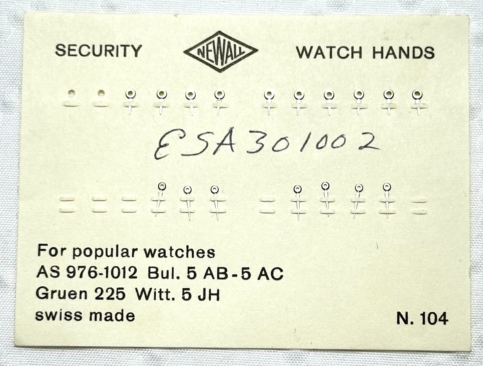 Newall No 104 Silver Lozenge Watch Hands AS976-1012 AS SHOWN 20-50