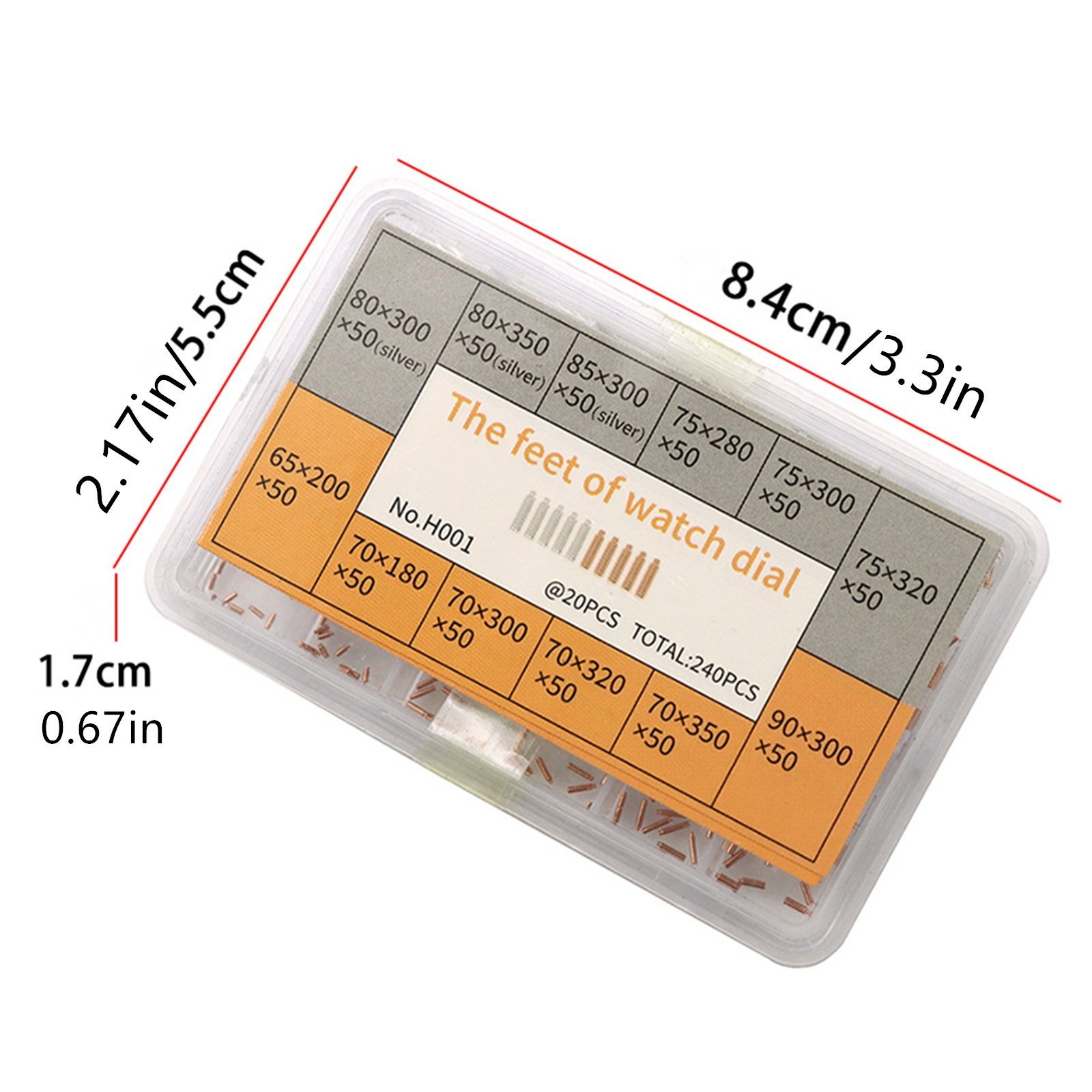 240PCS/Set 12 Size Copper Watch Dial Feet Movement Spare Parts Watch Repair Tool