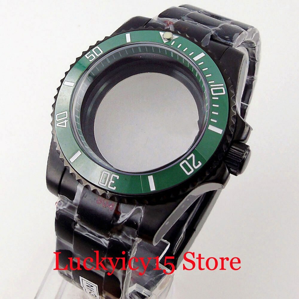 40MM Fit NH35 PT5000 Movement Automatic Men Watch PVD Watch Case Blue/Green R