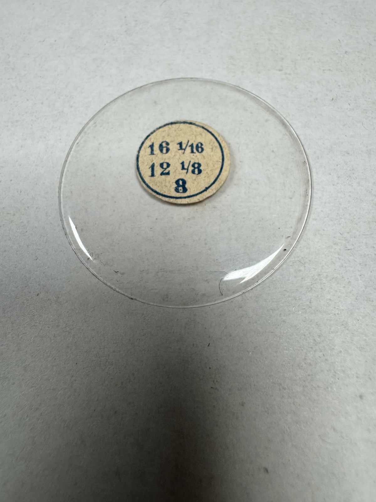 Vintage Unmarked Pocket Watch Acrylic Crystal Domed 36.16mm 16 1/16 12 1/8 8