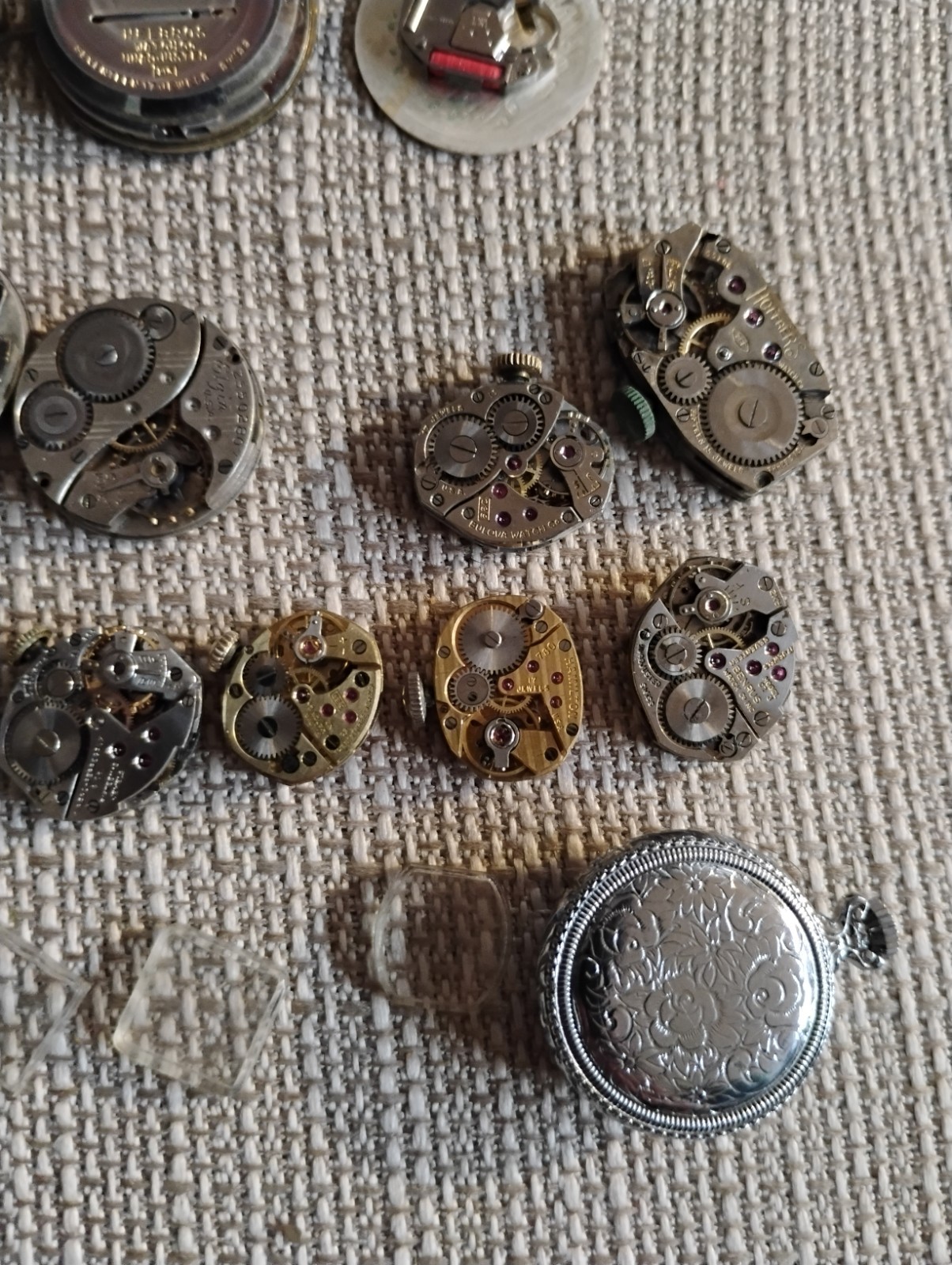 Vintage Watch Movement & Dial Lot Elgin Waltham Wittnauer