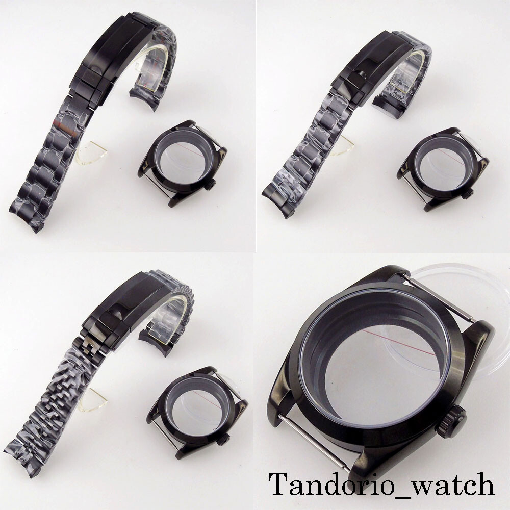 36/39mm Black PVD Coated Watch Case Sapphire Glass Fit NH34 NH35 NH36 MIYOTA8215